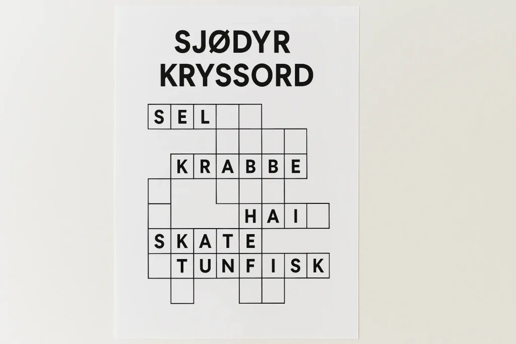 Sjødyr Kryssord