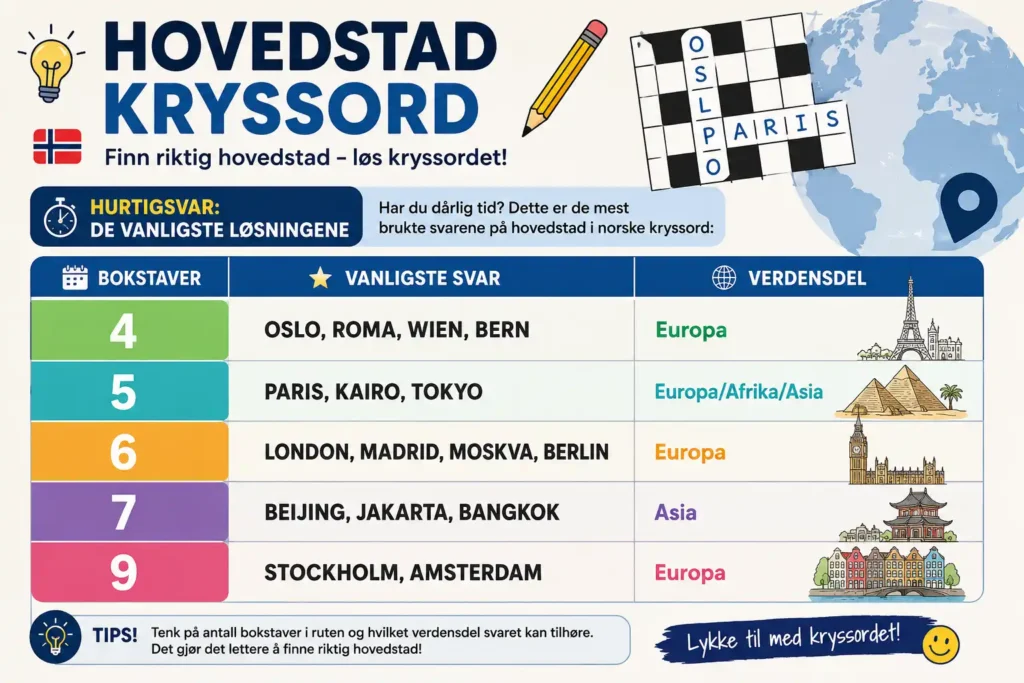 Hovedstad Kryssord